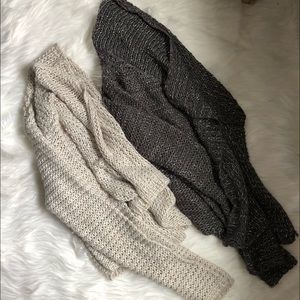Knit Waterfall Cardigan Bundle Gray and Beige XS